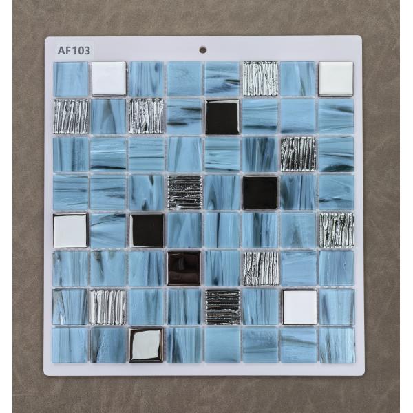 Anti-slip Blue 304x304mm Interior Wall Glass Swimming Pool Mosaics For Bedroom and Dining Room