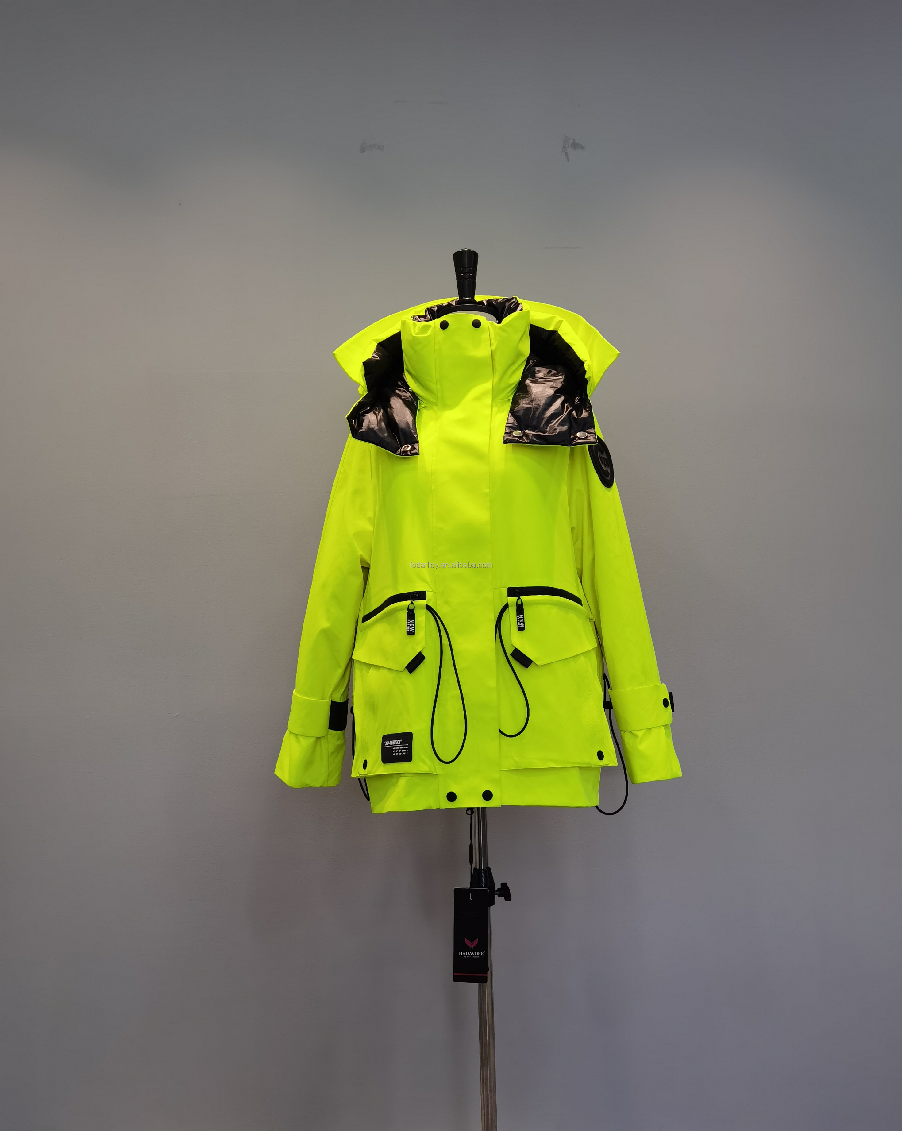 FODARLLOY 2022 new winter plus size warm women's coat long hooded cotton-padded clothes women shiny fashion yellow