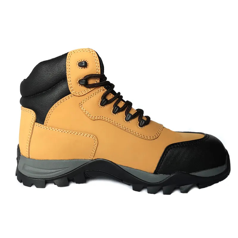 Nubuck Leather Security Work Boots Non Slip Rubber Sole Shoes Yellow