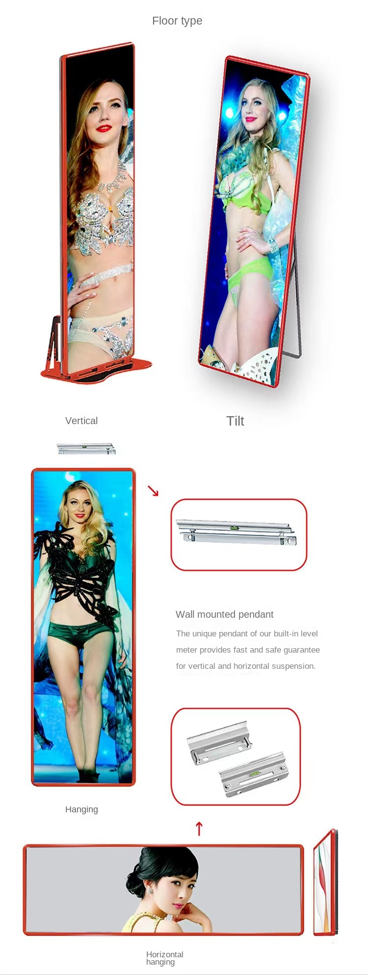 P2 P2.5 P3 P4 Indoor Advertising LED Poster Floor Standing Display Screen For Meeting