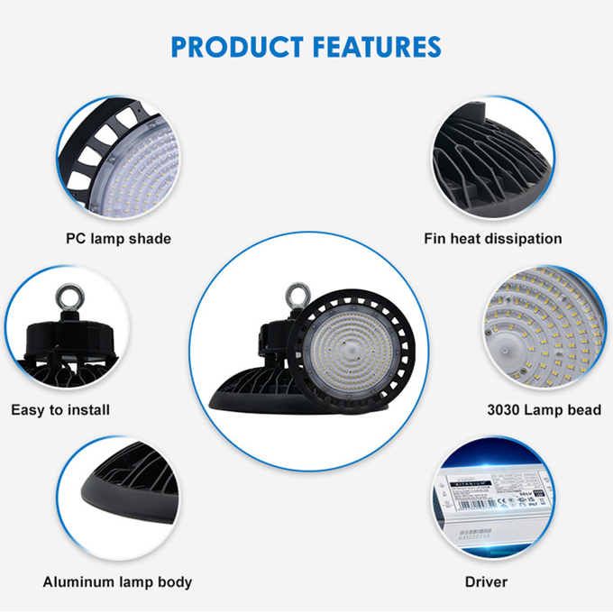 High Brightness IP65 100w 150w 200w 300w UFO Led High Bay Light