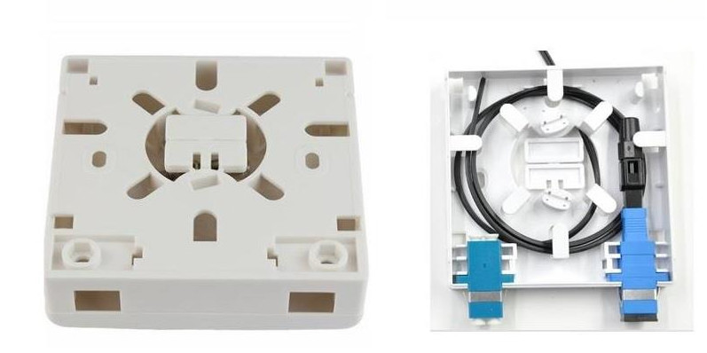 2 Ports ABS Material FTTH Wall Socket Fiber Optic Cable Junction Box
