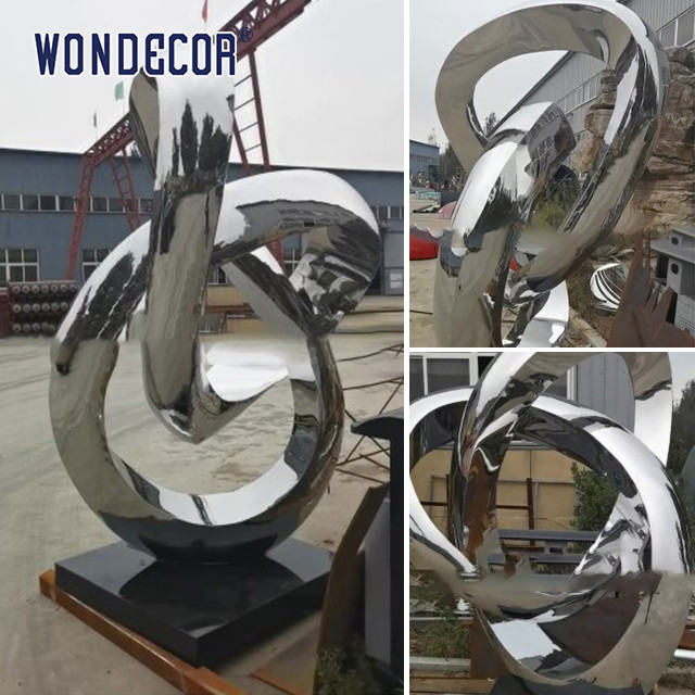 Outdoor Stainless Steel Art Sculptures Garden Abstract Twisted Ring