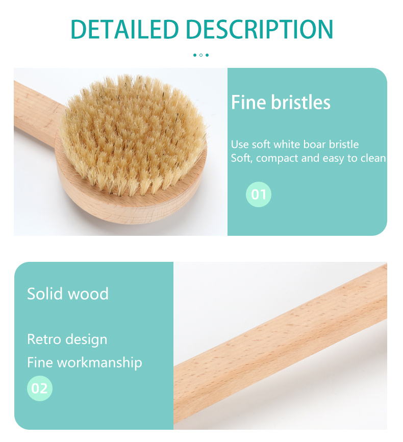 Body Brush Vegan Round Natural Skin Dry Massage Shower Brush for Spa