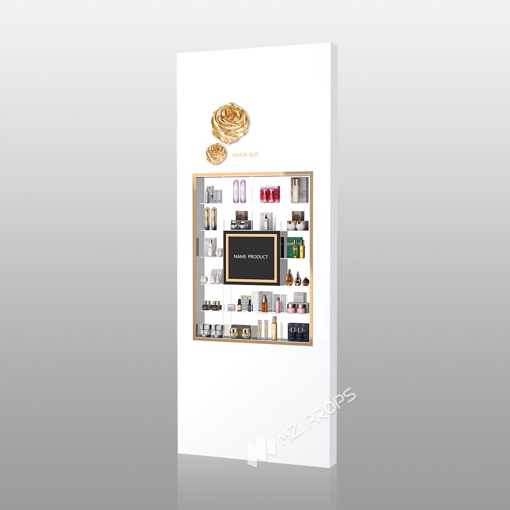 TJiS-B1 U-Shaped Titanium Edging Skincare Display Cabinet with 40mm Softbox