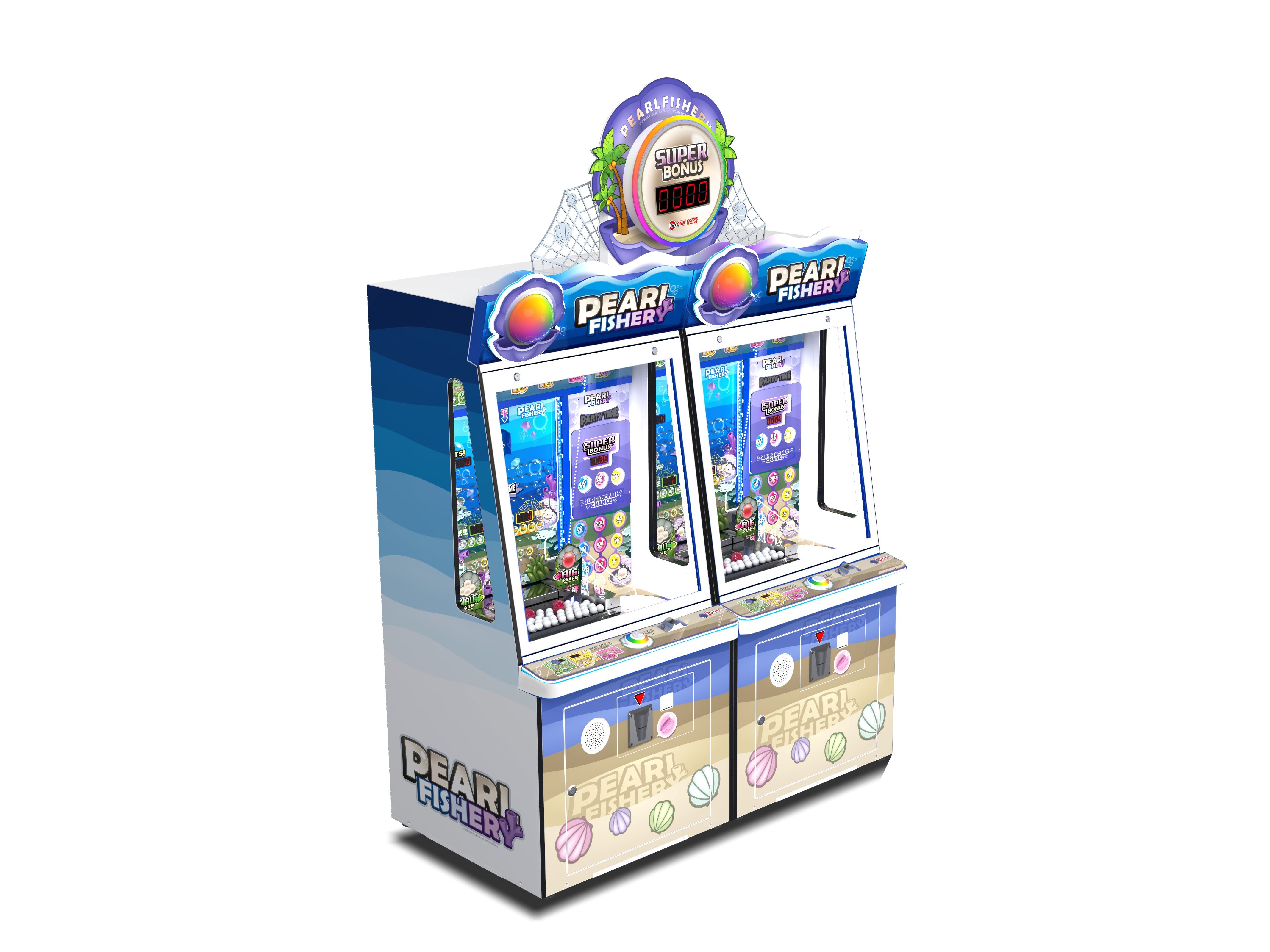 2 Player Kids Coin Ticket Pearl Fishery Arcade Machine Push Marbles For Amusement