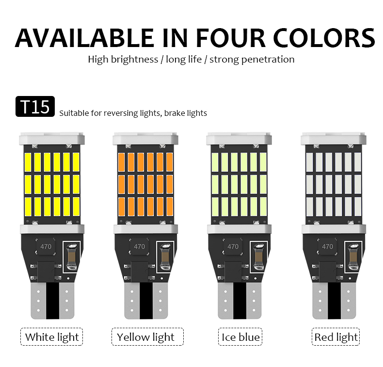No Error 4014 45SMD 6000K Auto Bcakup Reverse Lamp Car Tail Brake Bulbs Canbus WY16W W16W T15 Led Light Bulb