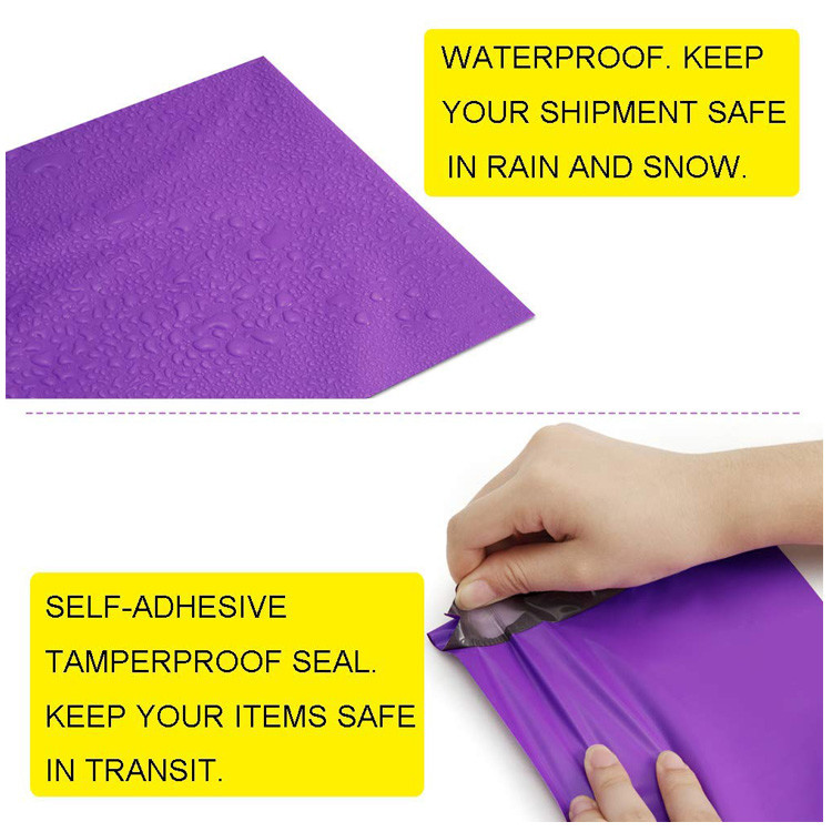 Low MOQ Purple 10x13 LDPE Poly Packaging Bag For Shipping Tear Proof