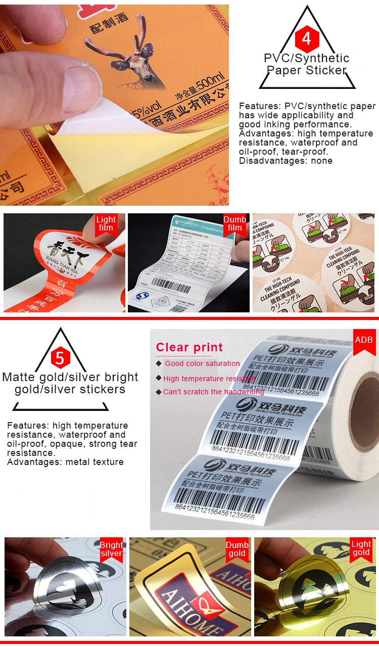 Custom Printed Logo Labels for Packaging Waterproof Sticker Printing Roll Label Round Stickers