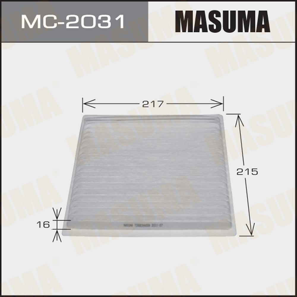 MC-2031 MASUMA Cabin Filter CA1103 for SUBARU TRIBECA Top- Auto Repair Part 72880XA00A