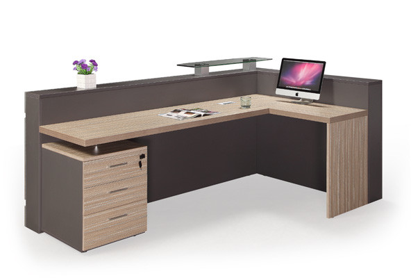 Long MDF Paint Office Furniture Reception Desk Easy Modern Appearance