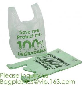 China compostable t shirt bag,100% Biodegradable Compostable Plastic bag,EN13432 certified compostable bag biodegradable plast on sale