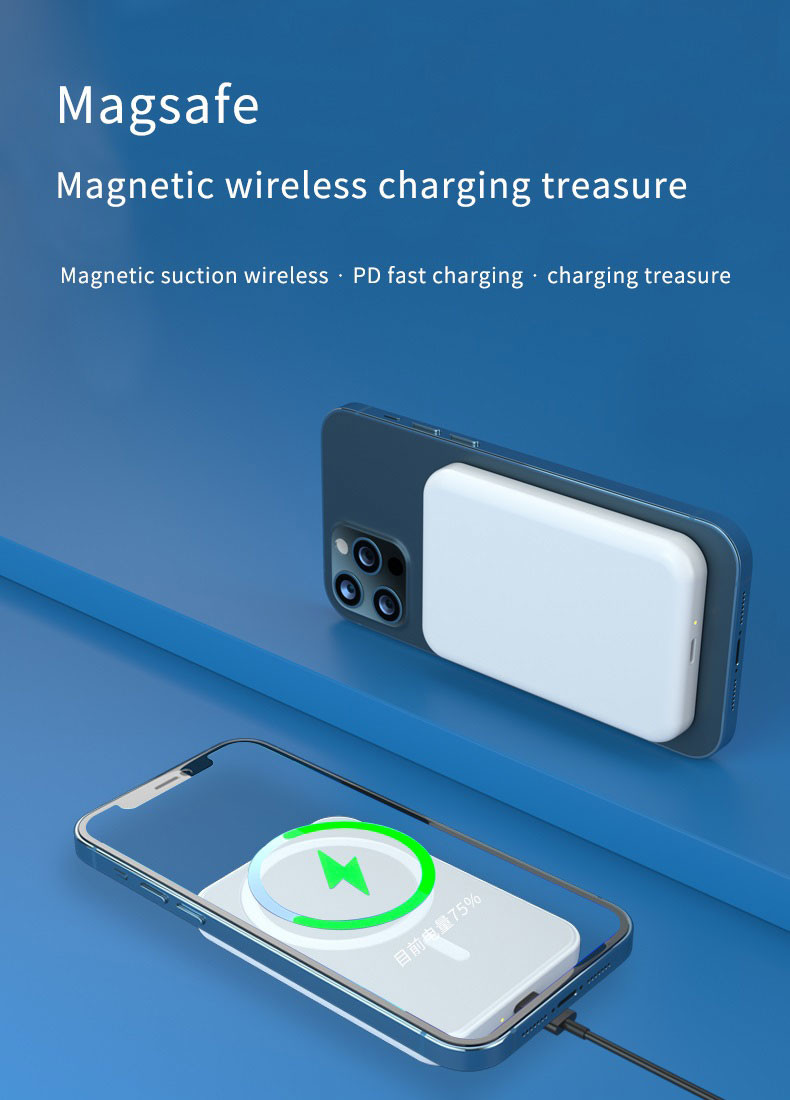 112mm Thickness Portable Wireless Chargers 10W Magnetic Power Bank
