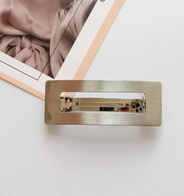 Golden Silver Metal Spring Hair Clips Women Girls Fashion Square Bobby Pin 8x3cm