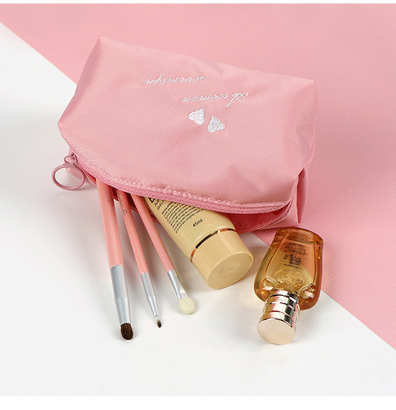 Custom Polyester Cosmetics Makeup Bag Pure Color Pink Wash Bag