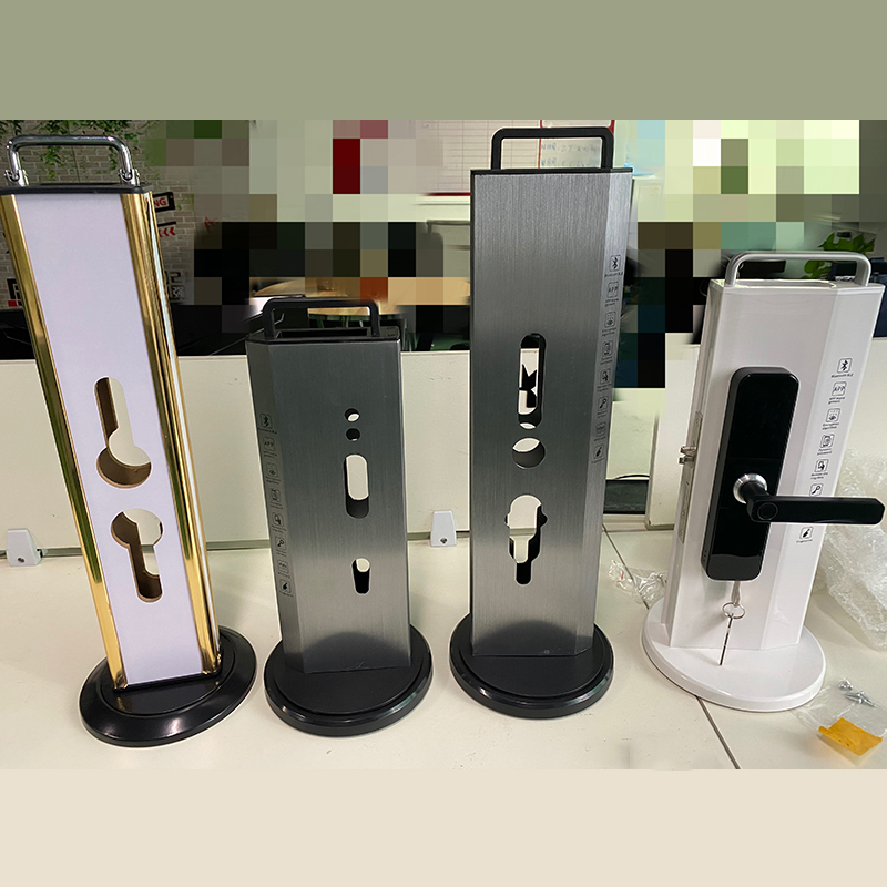 Gold Fingerprint Password Smart Digital Door Lock Display Rack For Exhibition Stan