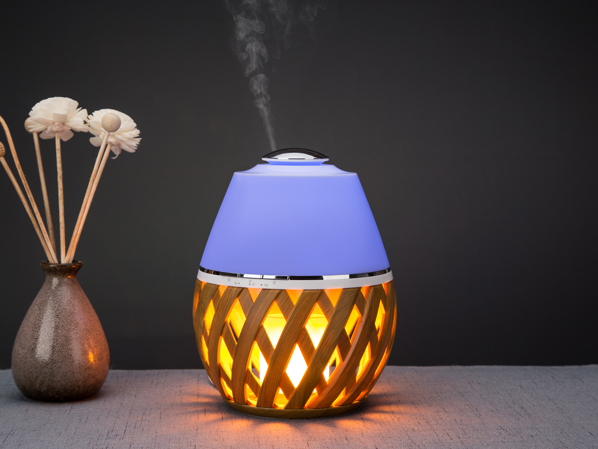 Flame Lamp Portable Ceramic Ultrasonic Essential Oil Diffuser