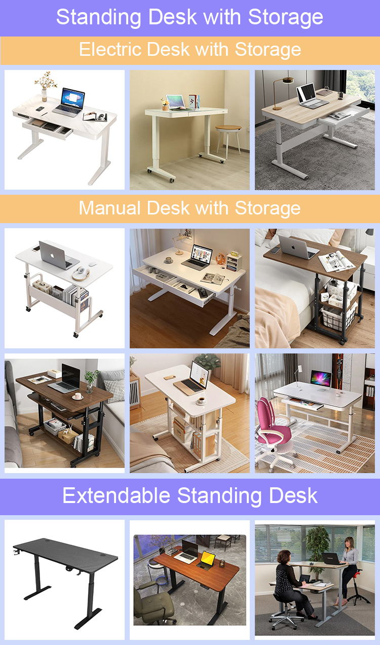 Modern Boss Study Wooden Mobile Computer Desk with Lift Top and Manual Height Adjustment