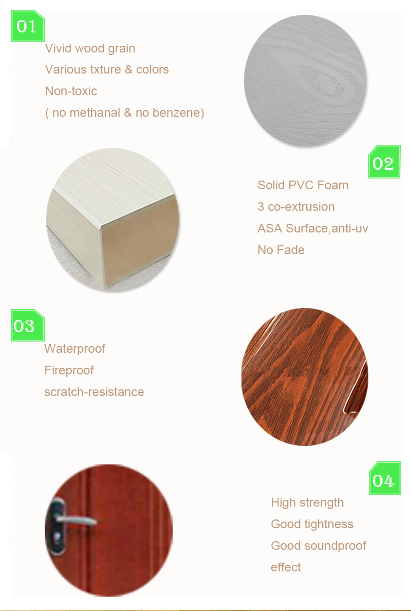 Hotel Wood Texture PVC/WPC Doors and Windows Frame Profile with Customizable Options