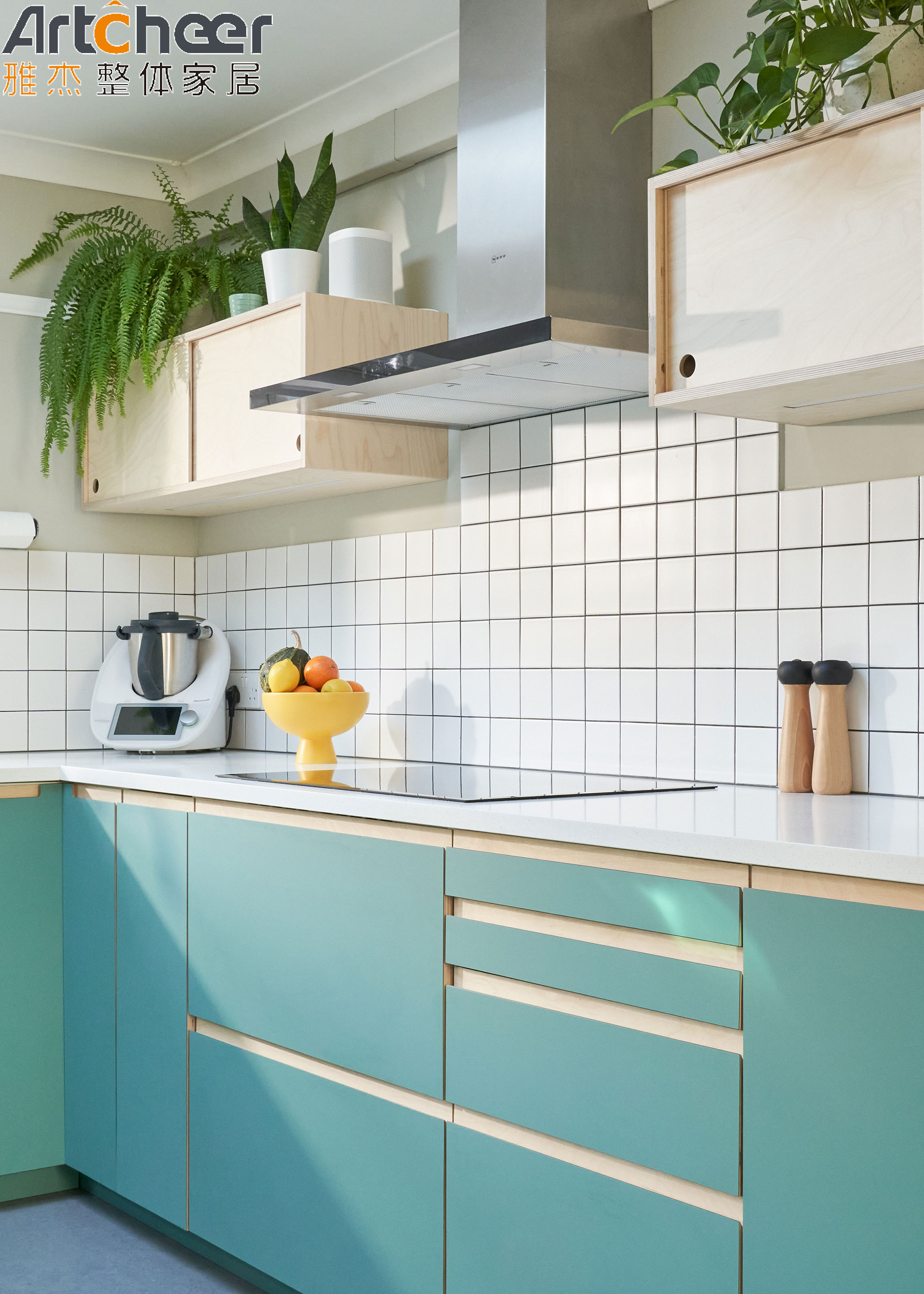 Kitchen Cabinets with Island Durable Lacquer Finish and E1 Material Grade Modern Design