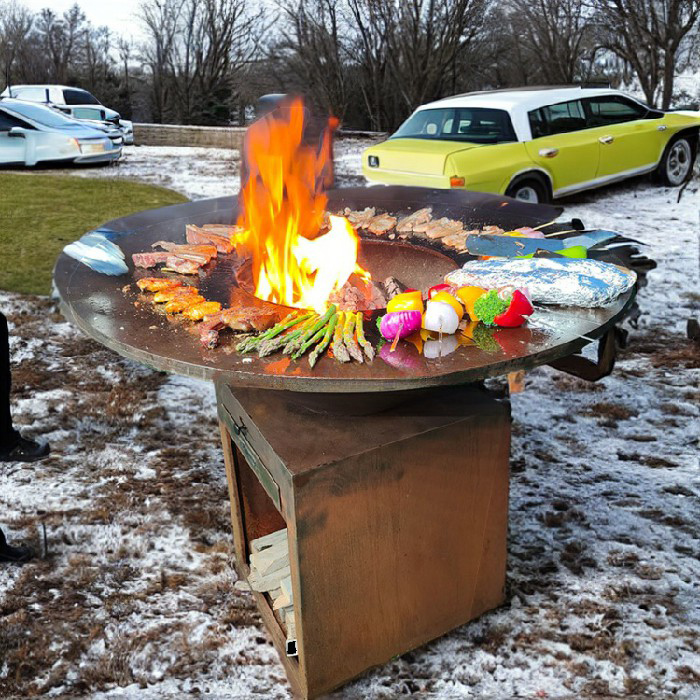 outdoor rusty bbq grill