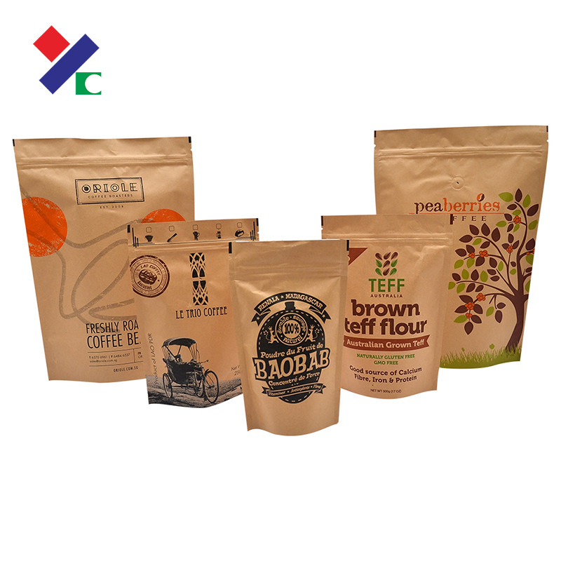 PLA Zipper Kraft Paper Pouch 80g Biodegradable Bags Flexible For Food Packaging