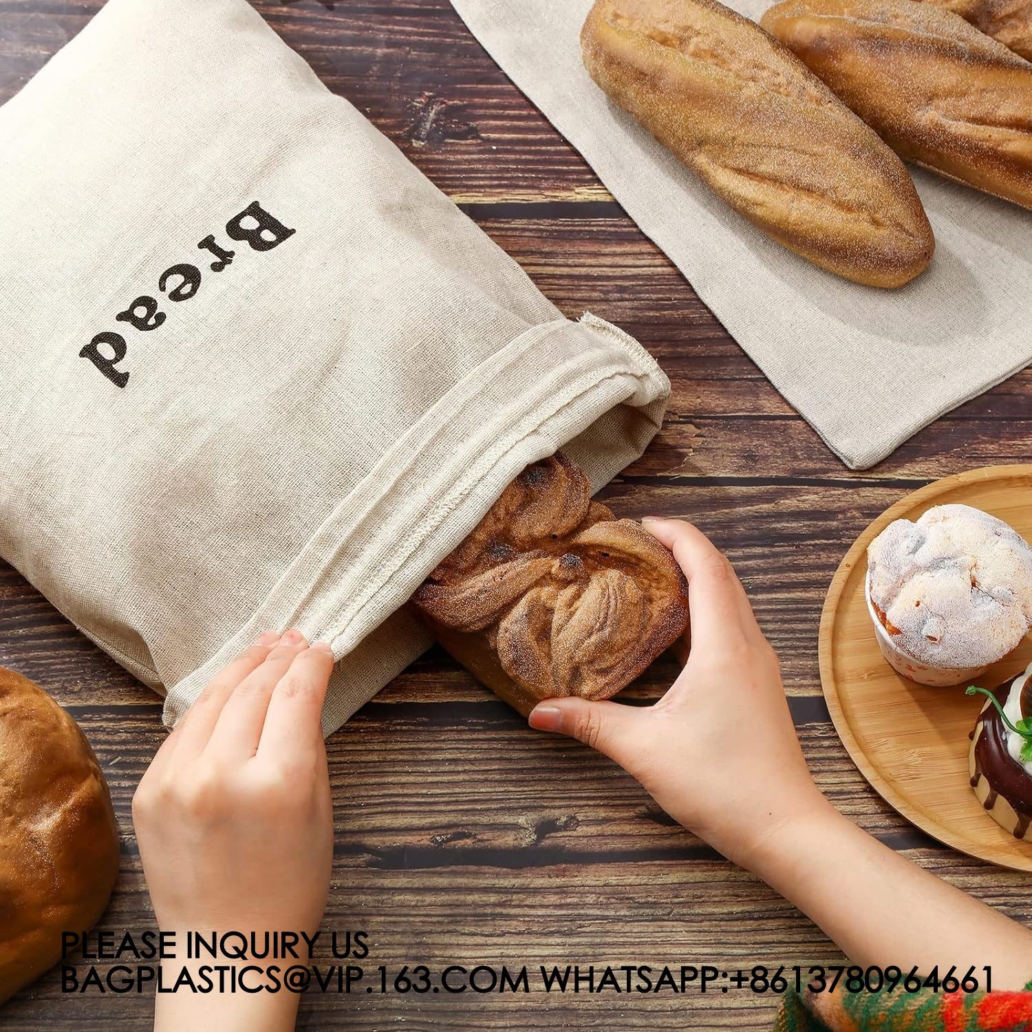 Burlap Linen Bread Bag Cloth Bread Bags, Linen Bread Bags Large Reusable Bread Bags For Homemade Bread Sourdough