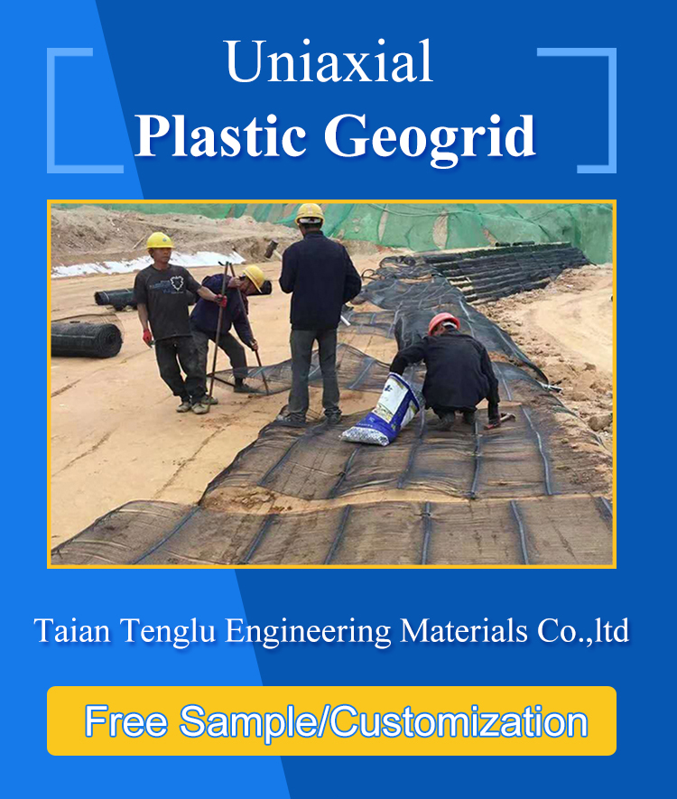 12.7*12.7mm and 25.4*25.4mm Mesh Size Uniaxial Plastic Geogrid for Roadbed Construction