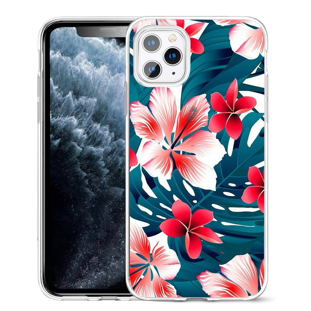 High Clear Camera Protection Phone Cases For Iphone 12 pro max Floral Leaf Pattern