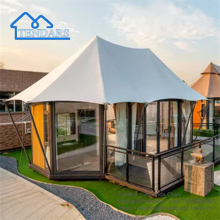Waterproof Resort Steel Frame Tent Family Safari Hotel Lodge Tent With Bathroom