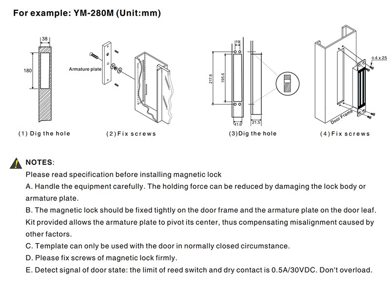 180KG EM Lock 350LBS Embedded Electric Magnetic Lock For Access Control System Electric Door Lock