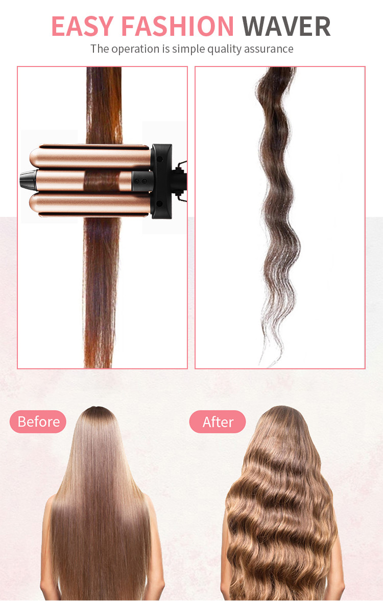 Portable DIY Hair Curling Iron 3 Barrel Wand 210C Temperature