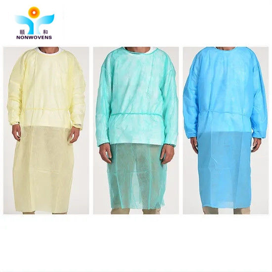 YIHE CE Disposable Isolation Gown , PP SMS Blue Isolation Gowns