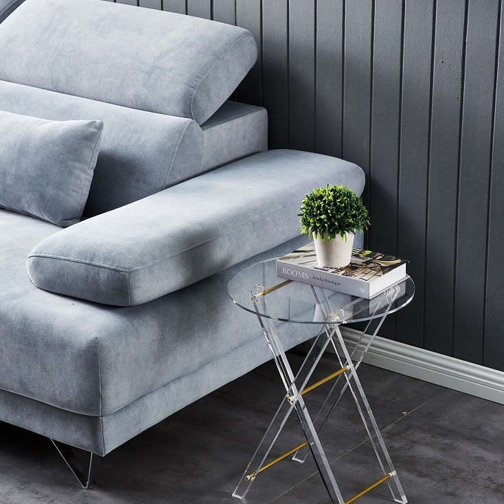 Round Folding Acrylic End Table Coffee Table Set for Living Room Hotel Coffee Shop Customized Thickness