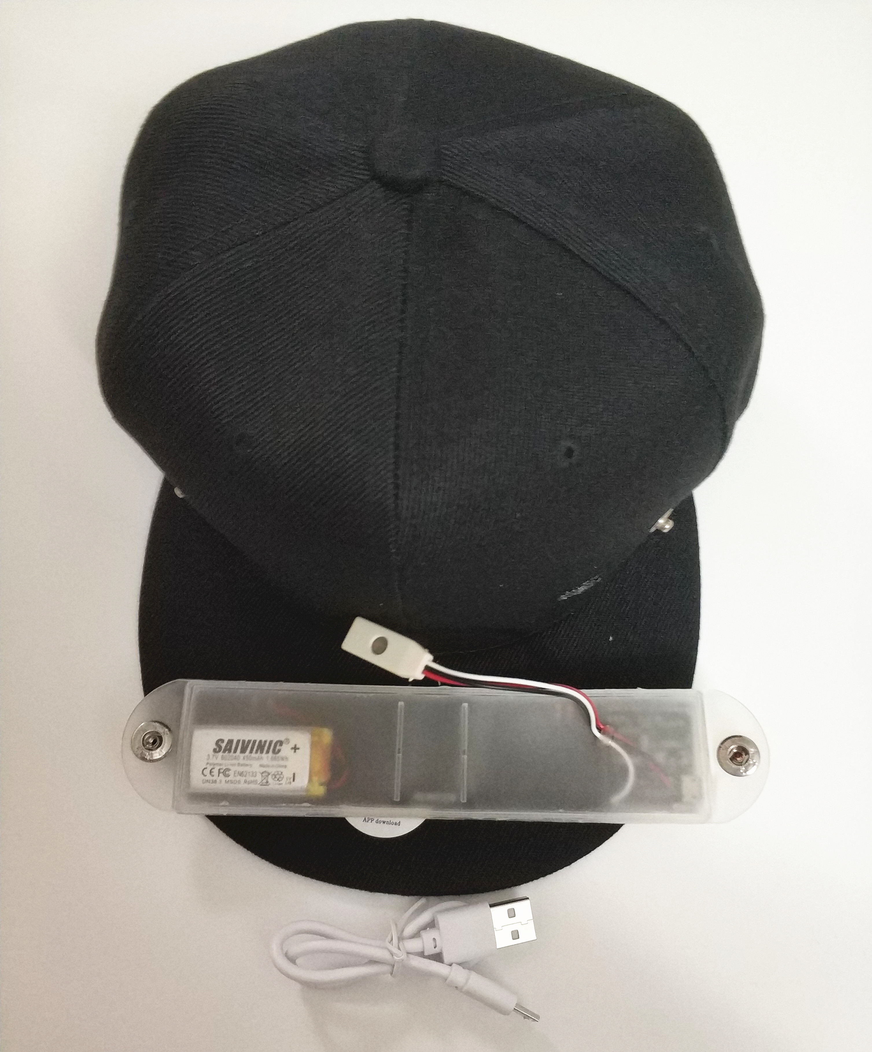 wholesale advertising LED gift rechargeable LED message cap for promotional LED Light up bluetooth hat setup by phone