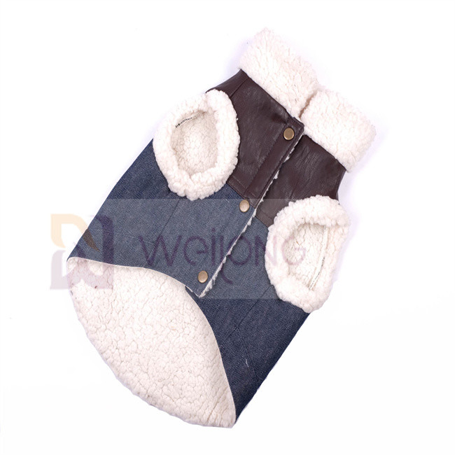 100% Poly Soft Dog Denim Sherpa Jacket Sherpa Lined Dog Jacket