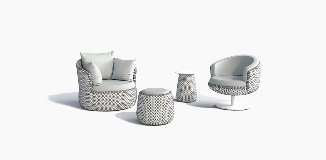 Modern Minimalist Style Rattan Hotel Sofa Chair Set For Outdoor