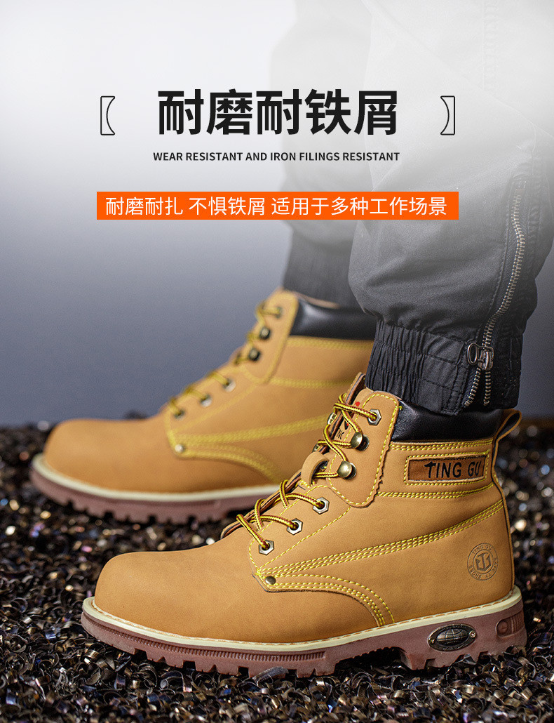 Black Microfiber Leather Safety Boots Beef Tendon Sole Work Shoes For Men