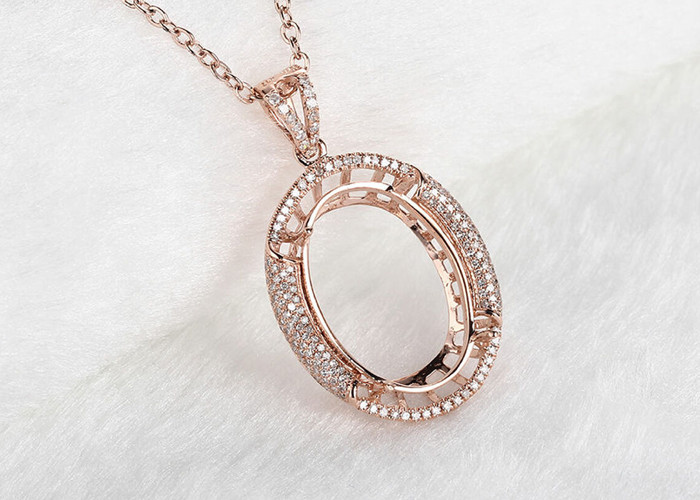 Oval Shape Semi Mount Jewelry Pendant 10×14mm 2.7g Weight Prong Setting Type