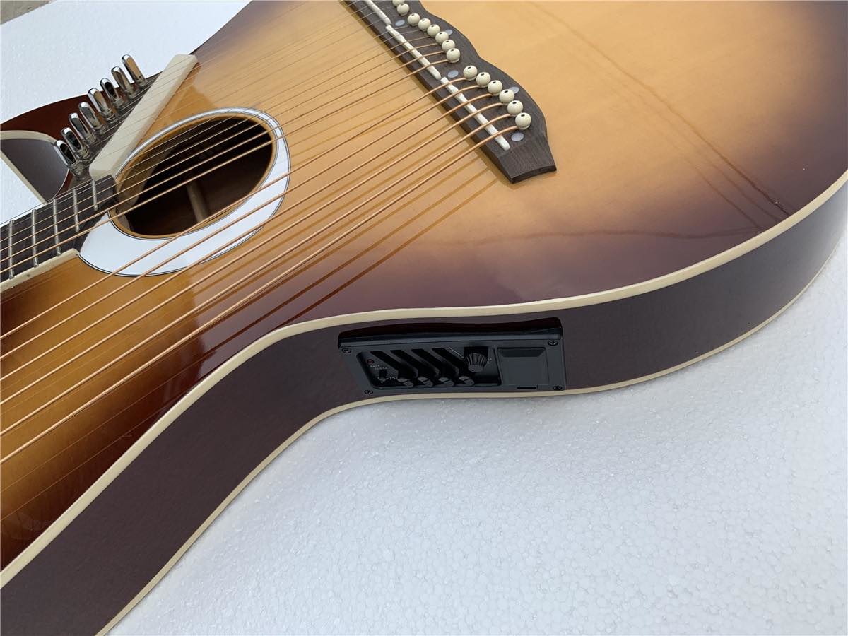 Custom 6/6/8 Strings Double Neck Harp Electric Acoustic Guitar
