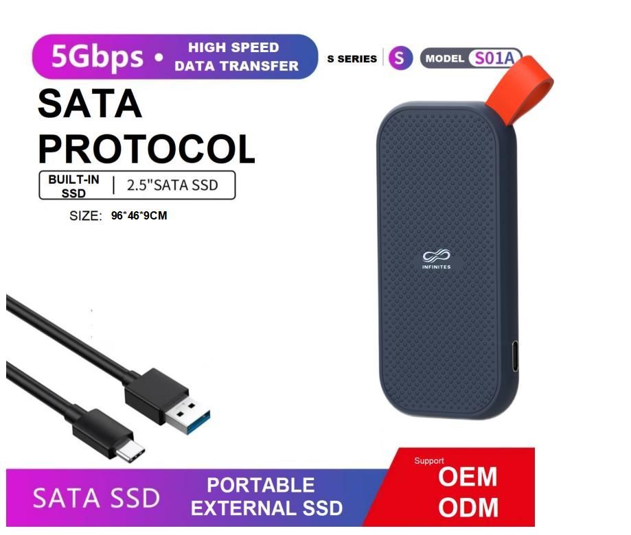 External SSD Hard Drive High Speed Data Transfer Portable External SATA SSD Built in SSD 5gbps Ngff and Nvme Interface Custom and Free Mold Opening