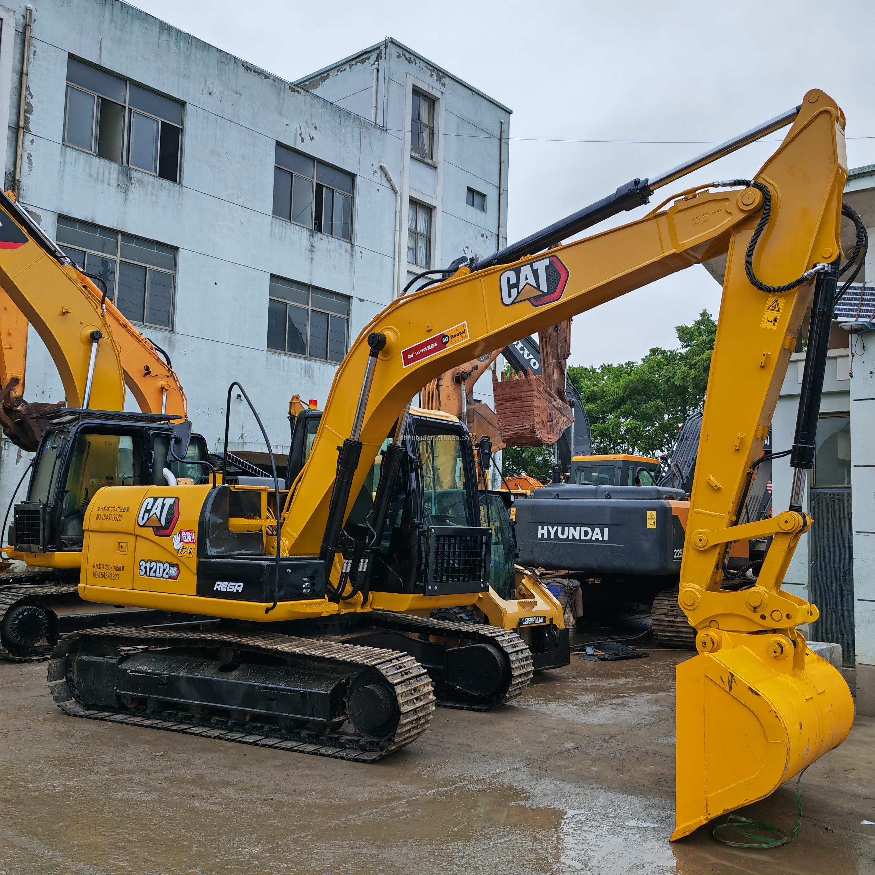 Yellow 12 Ton Used Excavator Cat312d Second Hand 0.75m3 Bucket Capacity