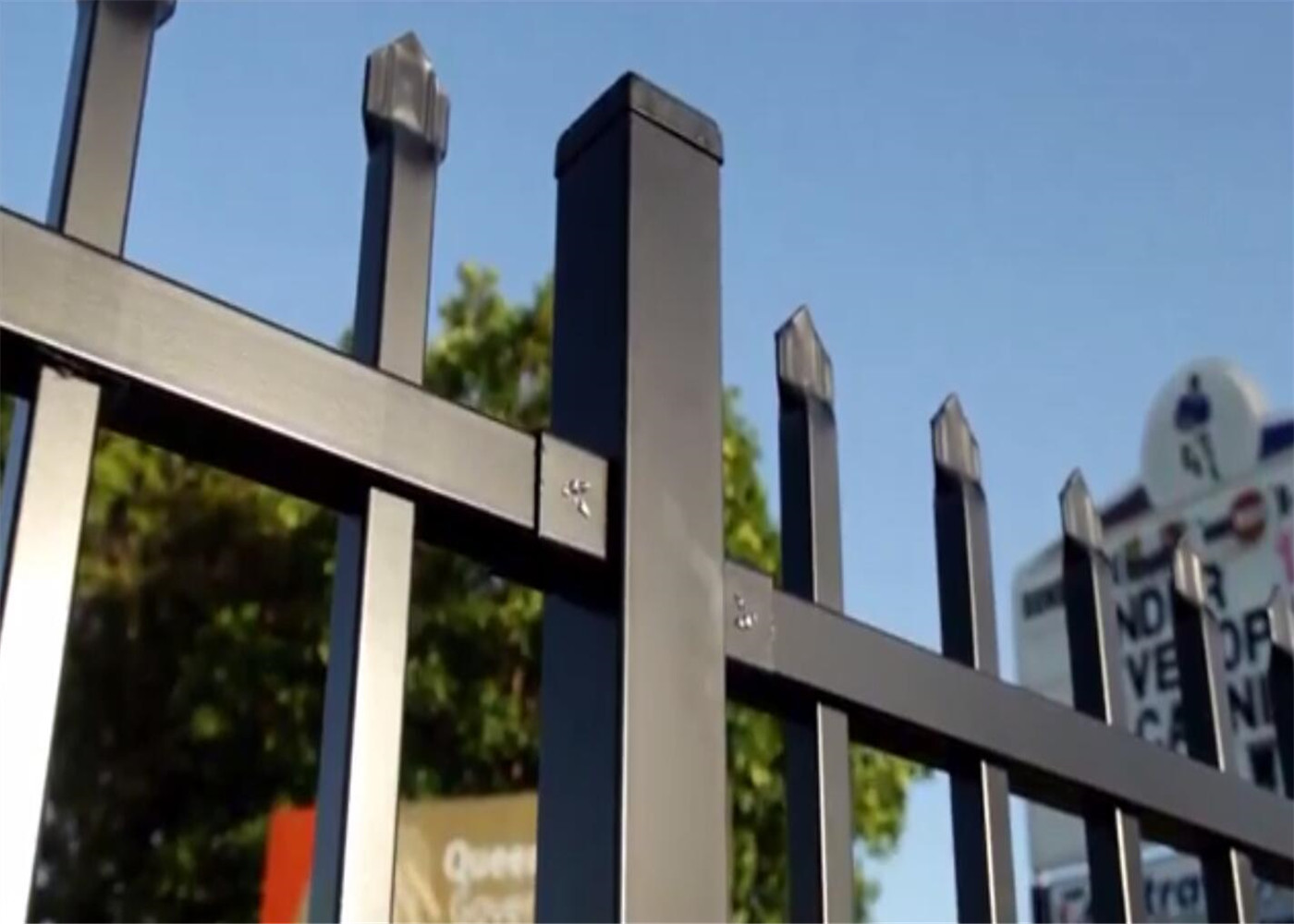 Square picket Flat Top Garrison Fence Panels 2100mm*2450mm Height 25mm Upright Spacing 100mm Powder Coated Black
