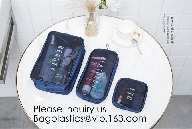 New Fashion Travel Makeup Brush Mesh Cosmetic Bag,Portable Canvas Travel Organizer Cosmetic Bag Toiletry Makeup Wash Bag