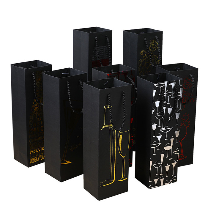 Custom Printed Thick Paper Wine Liquor Bags Packages Wholesale Manufacturer