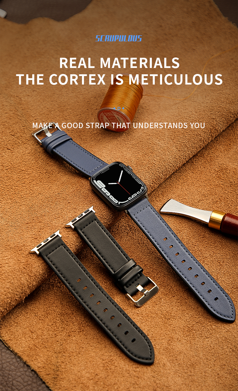 22mm Silicone Leather Watch Strap for iWatch Series 6 5 4 3 2 1 SE Luxury and Durable