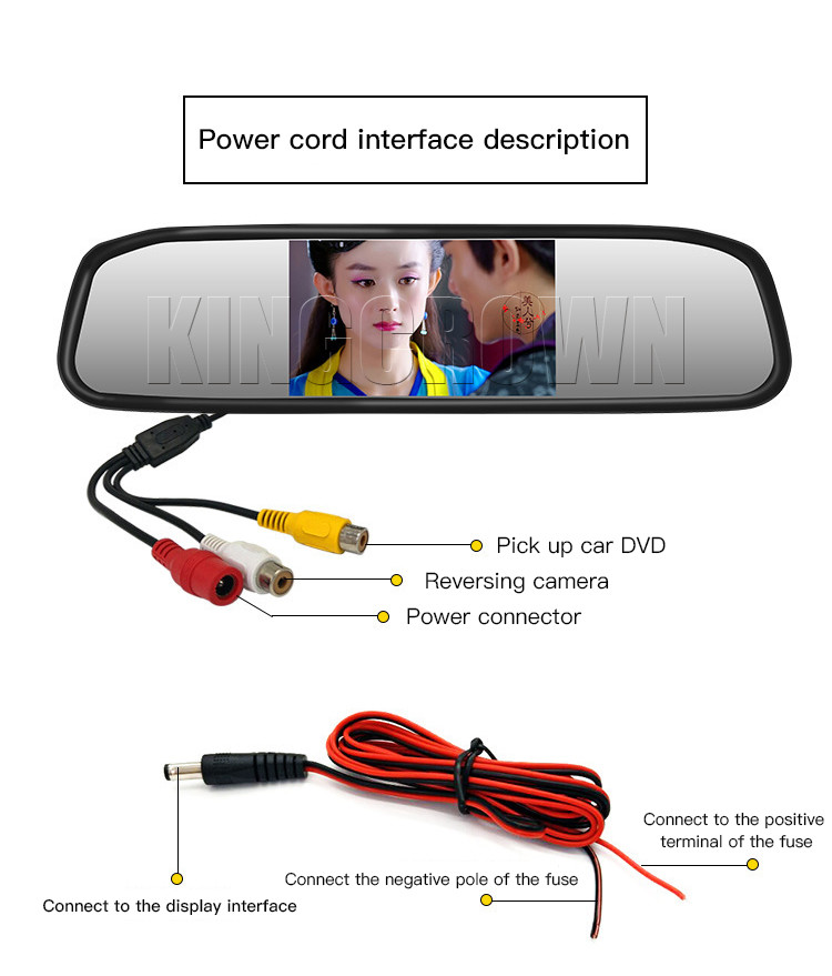 Auto Adjusting Brightness Vehicle Rear View Mirrors 4.3" LCD Screen With Universal Mount