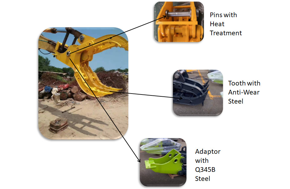 1-30 Ton Mechanical Grab For Excavator 42CrMo Excavator Grapples