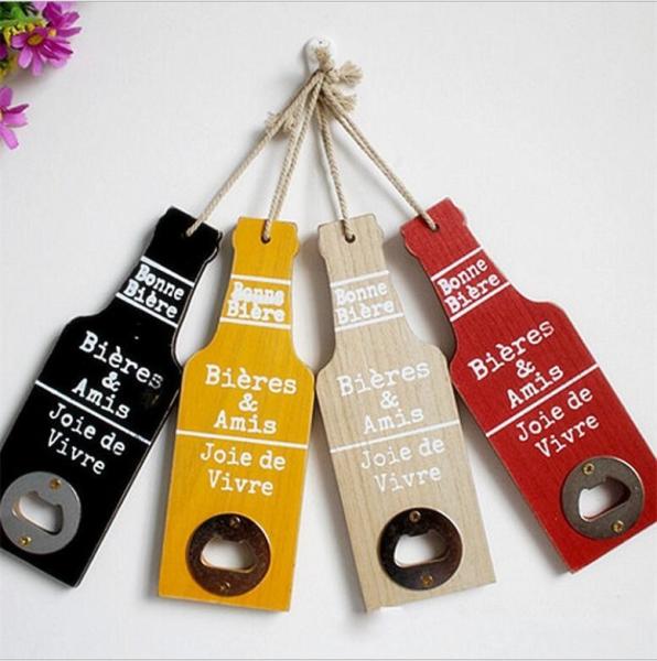 retro beer bottle opener wooden hanging wall decoration for home bar restaurant