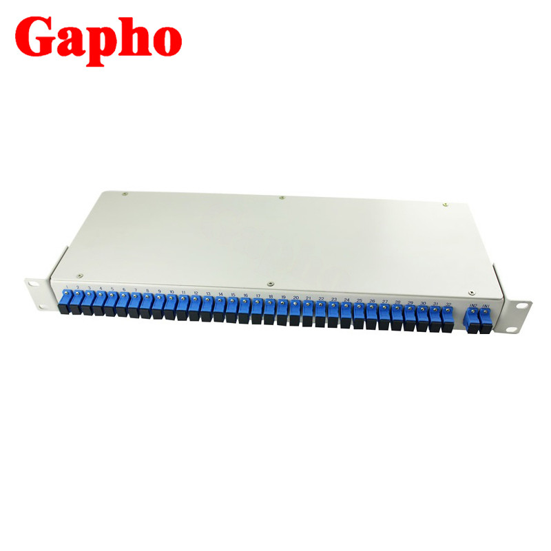 Rack Type 1260-1650nm Optical Fiber PLC Splitter 1x8 1x32 1x64 FTTH PON CATV